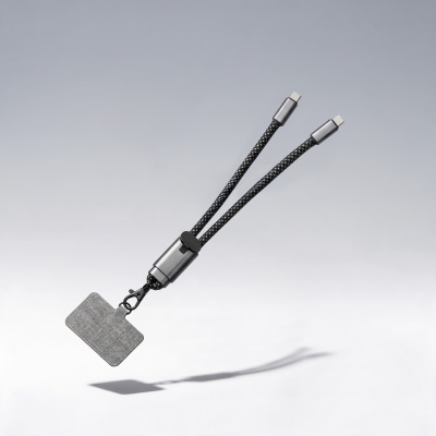Ремешок-держатель для телефона с зарядным кабелем USB-C - USB-C «Lany Wristband Charge Eco», серый